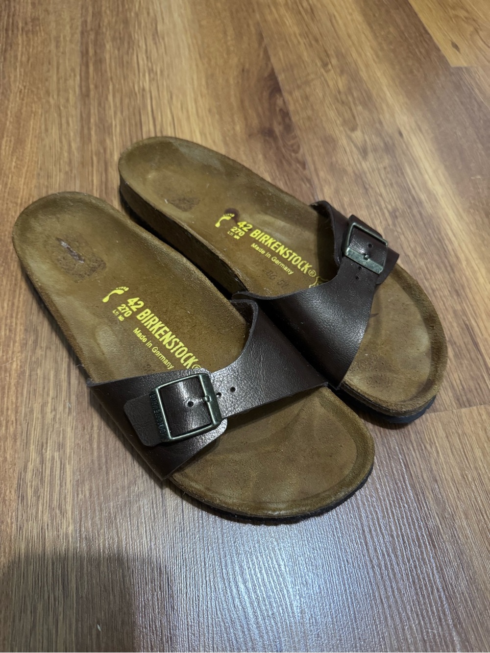 Birkenstock Metallic Brown Single-Strap Slide Sandals with Buckle